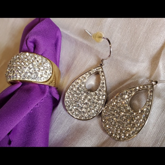 JMC Crystal Gold size 7 Ring / free earrings - Picture 5 of 12